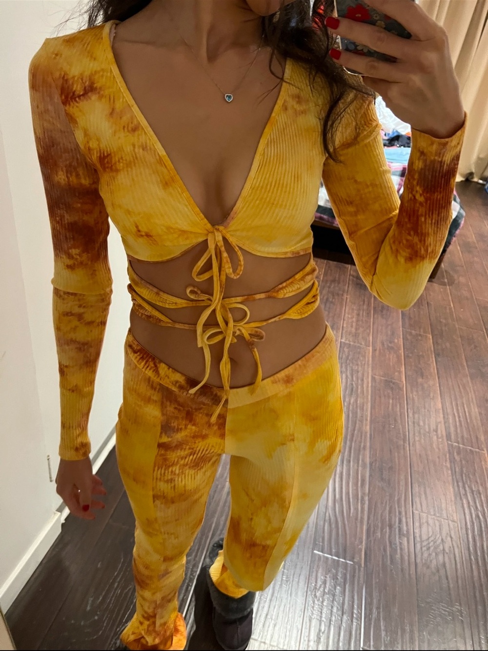 I.AM.GIA Cosmo Tie Dye Yellow & Orange  Crop Top Set
